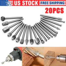 20Pcs Diamond Burr Bits Drill Set Rotary Multi Tool Accessories Kit For Dremel