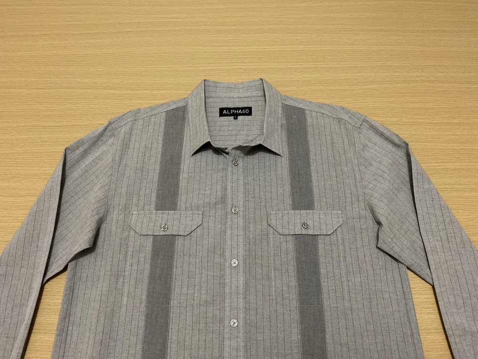 Alpha 60 Mens Shirt Size Large Front Button Long Sleeves Polo Casual w/ Pockets - image 2 of 4