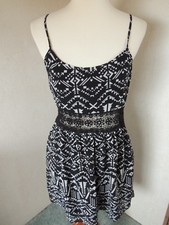 Forever 21 Tunic Dress Sheer Lace Black White Large