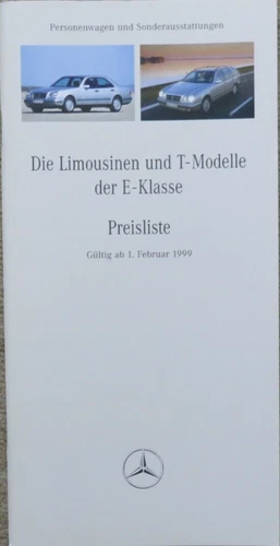 Mercedes E-Klasse Limousine & T-Modell BR 210 Preisliste price list 01.02.1999