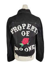 High Heels Suicide Denim Jacket Size Small Black Property Of No One Patches