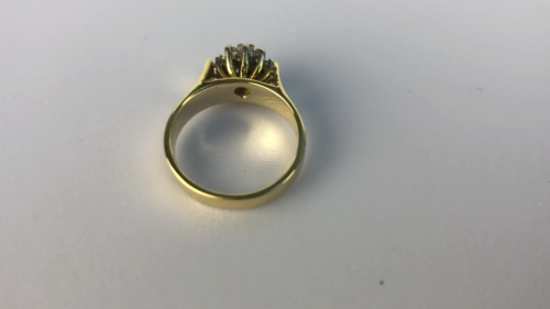 18 ct gold diamond ring cluster yellow vintage size M ladies engagement hallmark - Video 1 of 1