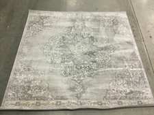 GREY / IVORY 5' X 5' Square Stained Rug, Reduced Price 1172647453 BNT802F-5SQ