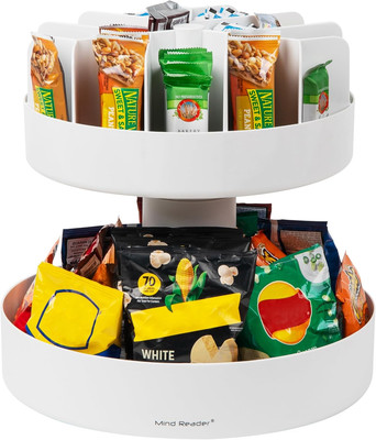 Mind Reader 2-Tier Snack Carousel, Countertop Organizer, Snack Tray, Breakroom, 