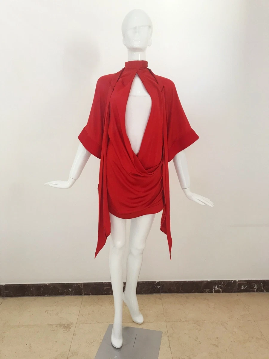 Caped tie-neck silk blouse