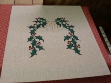 Handpainted Christmas Holly Garland Needlepoint   on 18 Canvas   X20