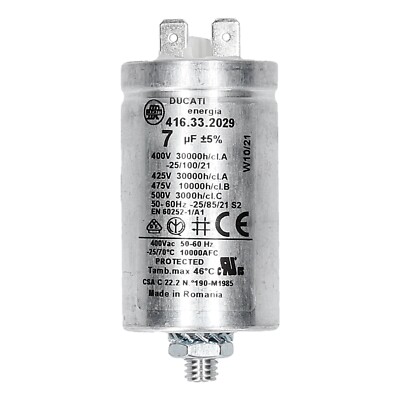 Kondensator 7µf kompatibel mit Indesit C00279233 mit Steckfahnen für Trockner