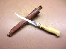 Vintage 60s J. Marttiini Rapala SS Fish Fillet Knife w/Leather Sheath Finland