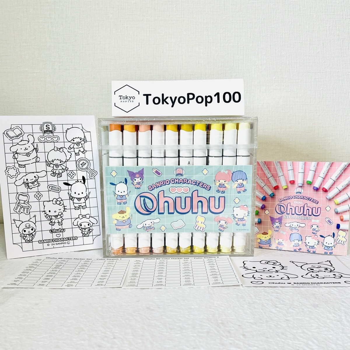 New Sanrio Ohuhu 80 Pastel Marker Set, 2nd Edition, Fine & Brush