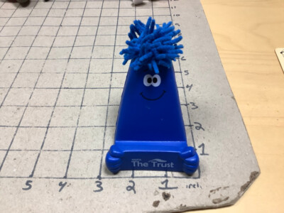 Squeezable Stress Reliever: blue GUY SITTING (phone holder