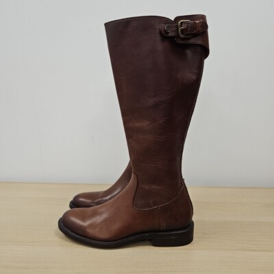 Frye Jayden braune kniehohe Lederstiefel mit klobigem Absatz UK 5,5 US 7,5