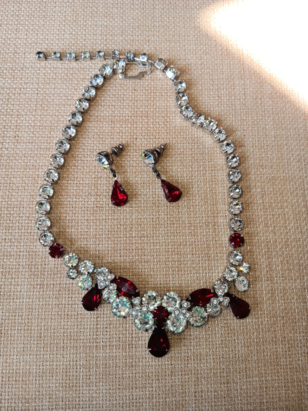 EISENBERG ICE RHINESTONE NECKLACE RED & CLEAR eBay
