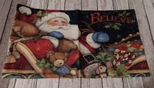 Christmas Throw Pillow Cover Jolly Santa Sleigh Believe Rectangular 20" x 12"