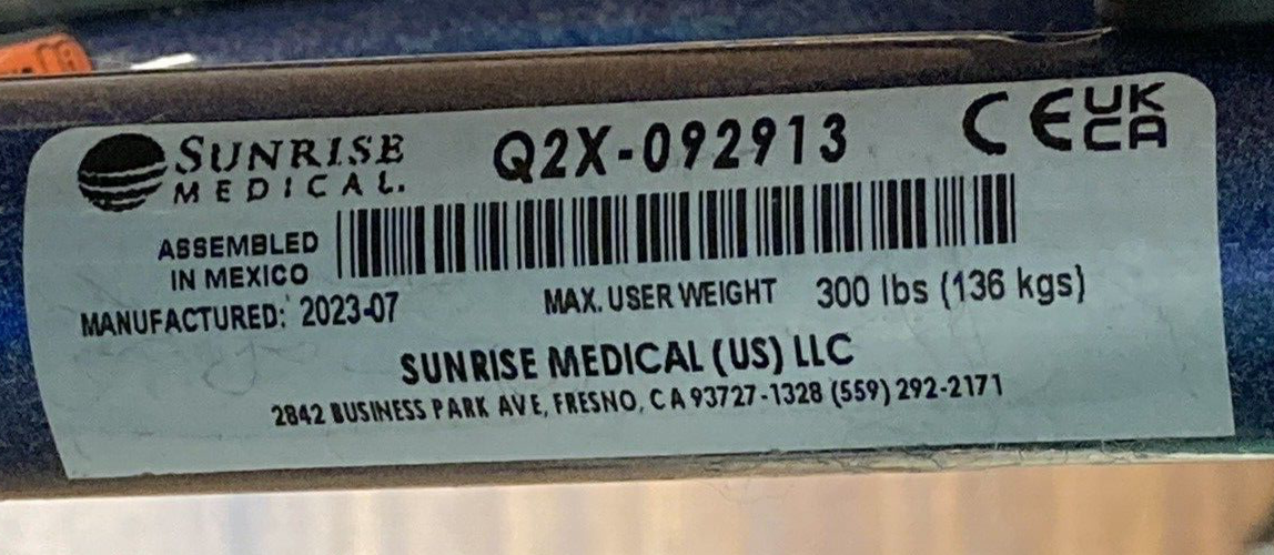 Quickie 2 Manual Wheelchair w/ Elevating & Stationary Leg Rests 19" x