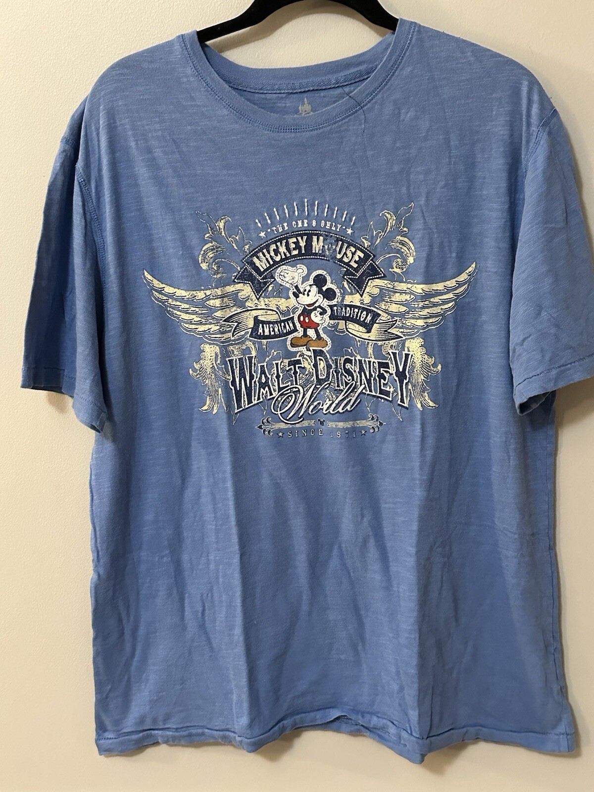 Walt Disney World Womens Mickey Mouse Blue T-Shirt Size L Mickey Mouse Vintage