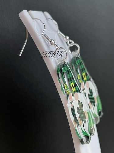 Irish Leprechaun Gonk Earrings Ireland Rugby Six Nations St Patrick’s Day - Picture 5 of 7