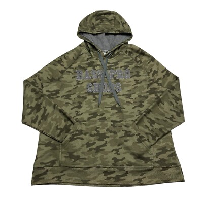 Bass Pro Shops Green Camouflage Long Sleeve Hoodie Men’s Size L