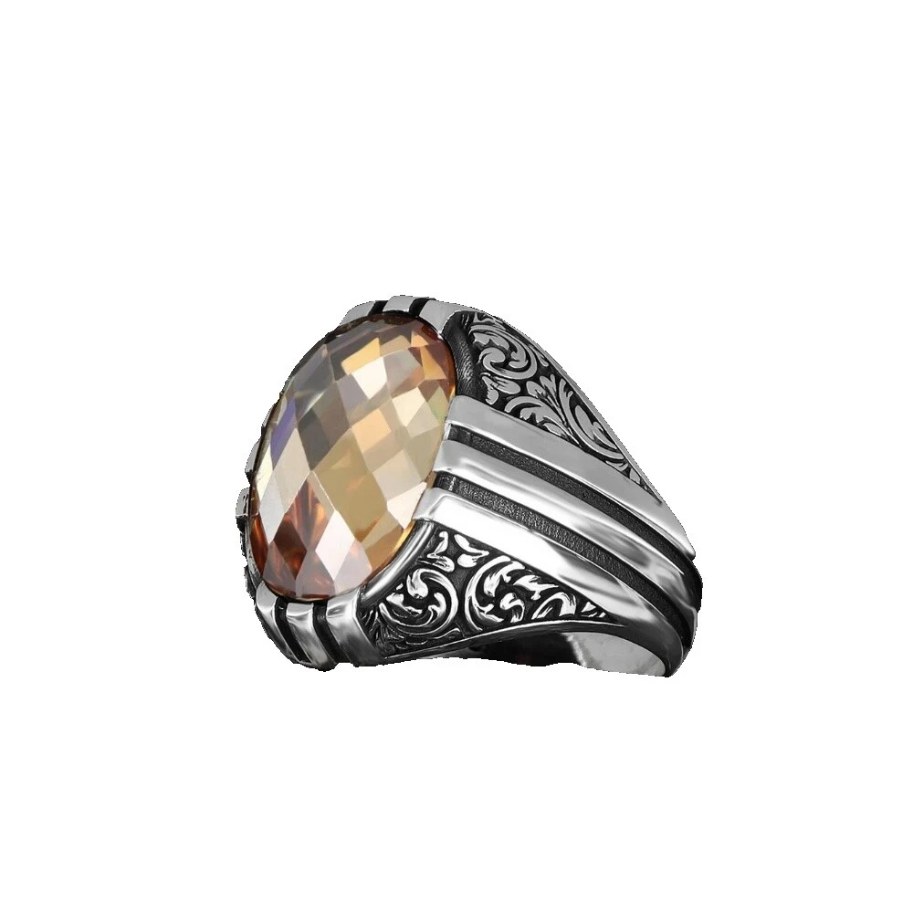 Citrino Anillos de banda para De hombre