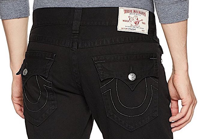 True Religion Straight with flaps all black jeans sz.38 $185 True Religion Straight with flaps all black jeans sz.38 $185