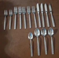 ORLEANS PONTALBA SILVER STAINLESS FLATWARE 15 PIECES FORKS,SPOONS,KNIVES