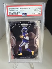 2020 Panini Prizm Black Justin Jefferson Rookie Card PSA 10. rookie card picture