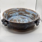 Studio Art Pottery Serving Fruit Bowl With Applied Flowers Signed