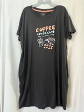 New Joyspun Women's Coffee Nightshirt Nightgown S-M Black