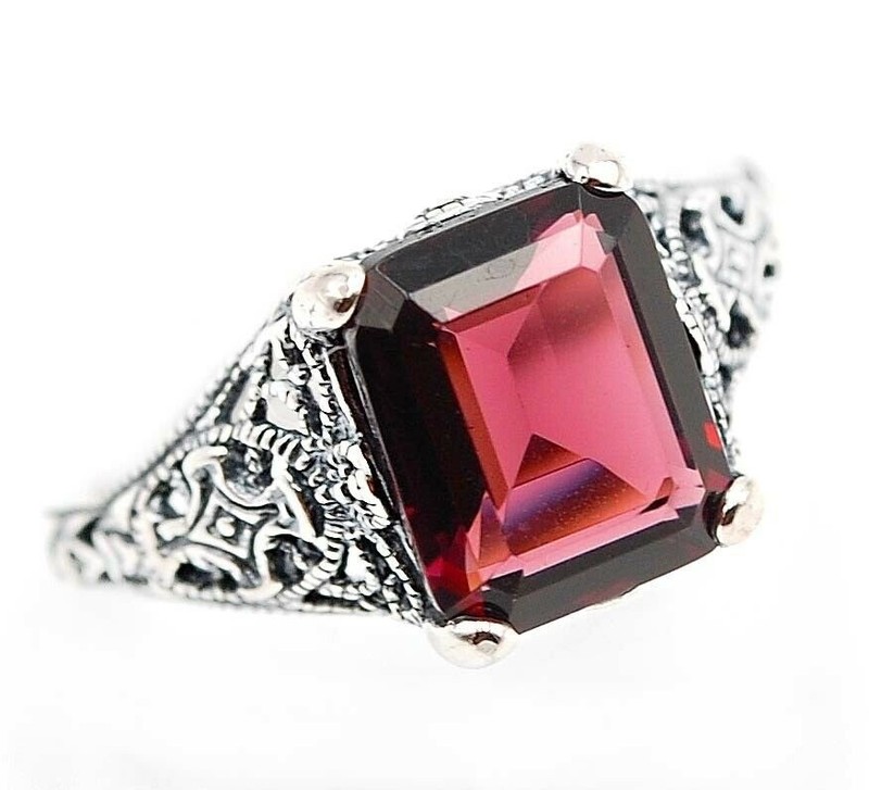 2CT Amethyst 925 Sterling Silver Victorian Style Ring Sz 7 XA1-2