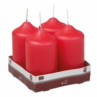 Stumpenkerzen 4Er Set Rot 5X9Cm SäUlenkerzen Advent Deko Weihnachten Deko