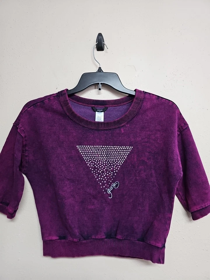 Blusa Top para Niña GUESS Manga Corta Cuello Redondo Color Rosa Mezcla de Algodón.Talla XL Foto 2 de 4