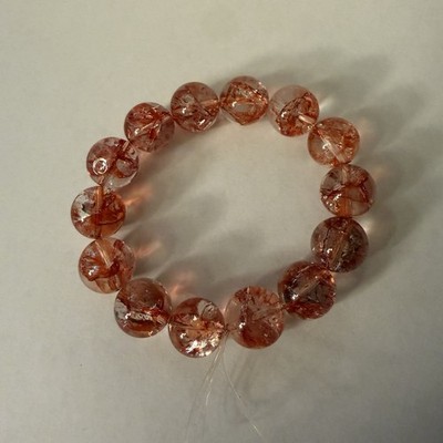 Red Phoenix Feather Quartz Beaded Stretch Beads Bead Stretchy Bracelet 15mm