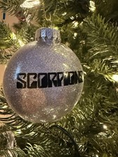 Handmade Scorpions Themed Silver Christmas Ornament Shatterproof Disc NEW
