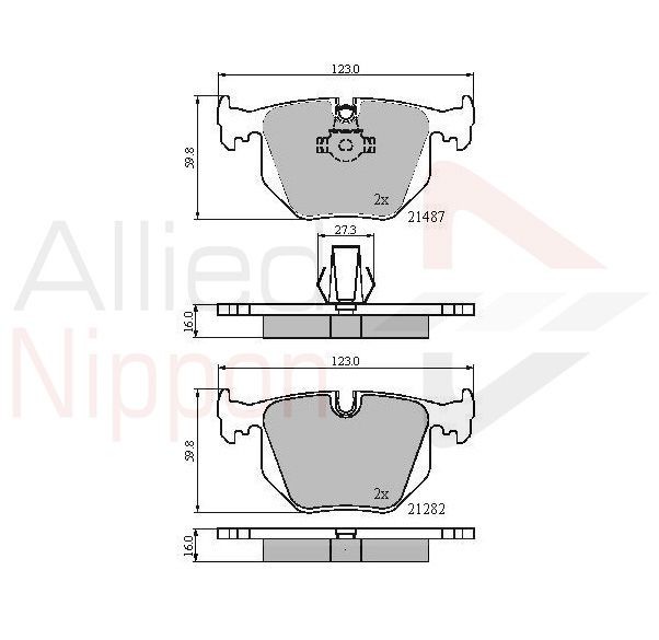 Brake Pad Set For Disc Rear Fits Alpina BMW Land Rover ALLIED NIPPON ADB01547