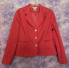 CHAQUETA GEORGE STRETCH DAMAS 14 RECORTADA ROJA AÑOS 2000 USADA BOTONES JASPEADOS ALGODÓN