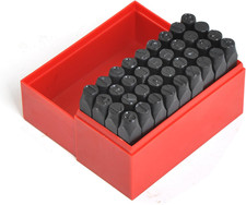 36Pc 3/8" Steel Metal Punch Letter  Number Stamp Stamping Set with Plastic Case