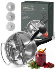 Stainless Steel Food Mill with Detachable Handles – Hand Crank Grinder for Ba...