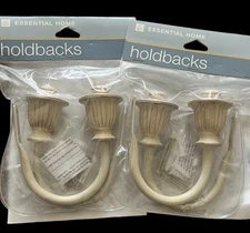 Essential Home Curtain Tie Back Brackets Antique White TWO PACKS NIP