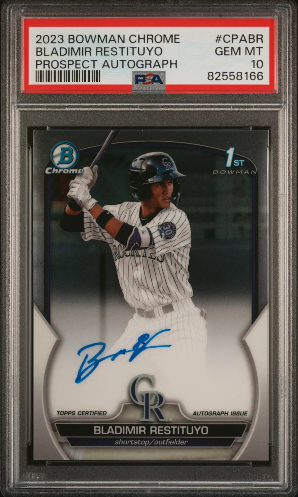 2023 Bowman Chrome Bladimir Restituyo 1st Prospect Auto PSA 10 RC