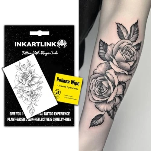 INKARTLINK Flower 12 Temporary Tattoos, Realistic Waterproof - product listing photo