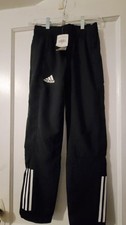 adidas Boys Track Pants Pull On Elastic Waist Activewear Black/White Size M