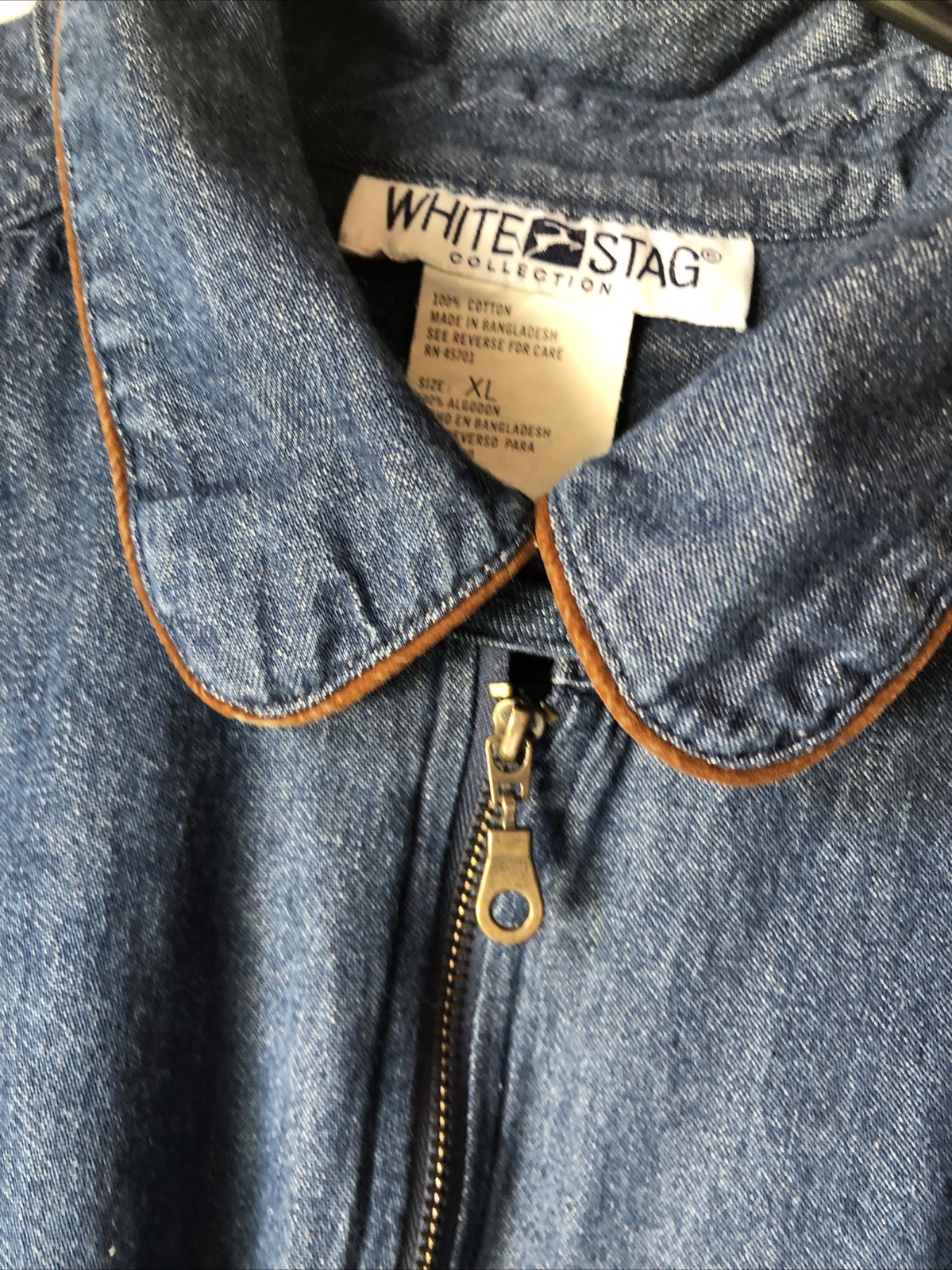 Vintage White Stag Denim Horse Equestrian zip Up Shirt Jacket / Women’s XL