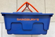SAINSBURYS retro 1990s blue & orange plastic shopping basket Smart Box