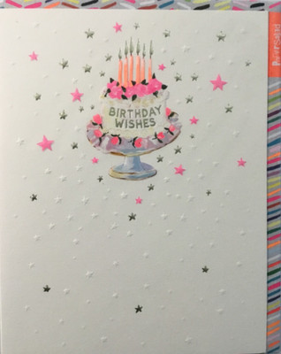 Paper Salad- Birthday / Blank- Birthday Cake-Embossed, Foil- Decorative Envelope