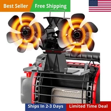 Wood Stove Fireplace Fan, Heat Powered Dual Motor Heater Fan with Bracket Com...