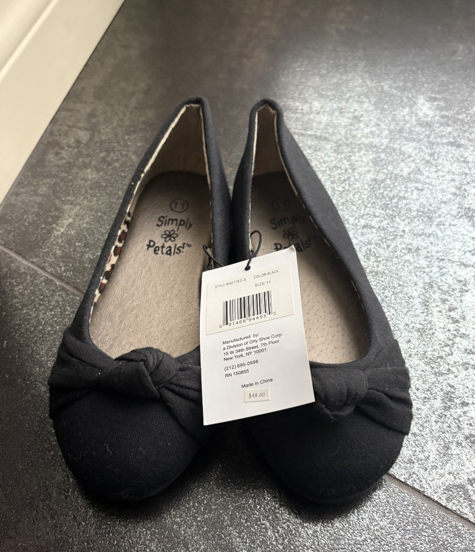 Simply Petals~ Baby Toddler Girls Black Twisted G Ballerina Shoes-SZ 11~NWT~
