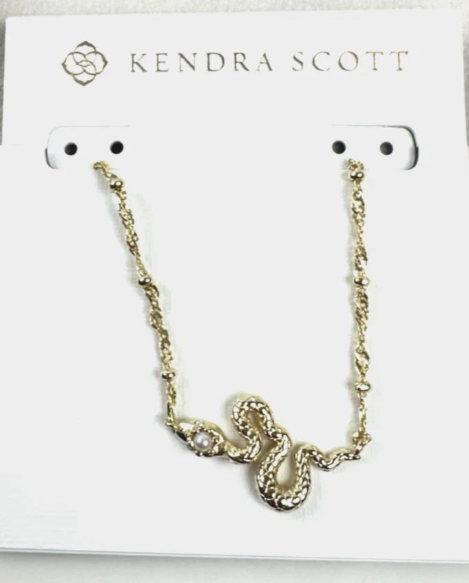 Новый Kendra Scott Lyle змея ожерелье в золотистый / культивированный пресноводный жемчуг - Изображение 4 из 4