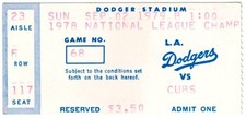 1979 LOS ANGELES DODGERS vs CHICAGO CUBS ticket stub 9/2/79 DAVEY LOPES Home Run