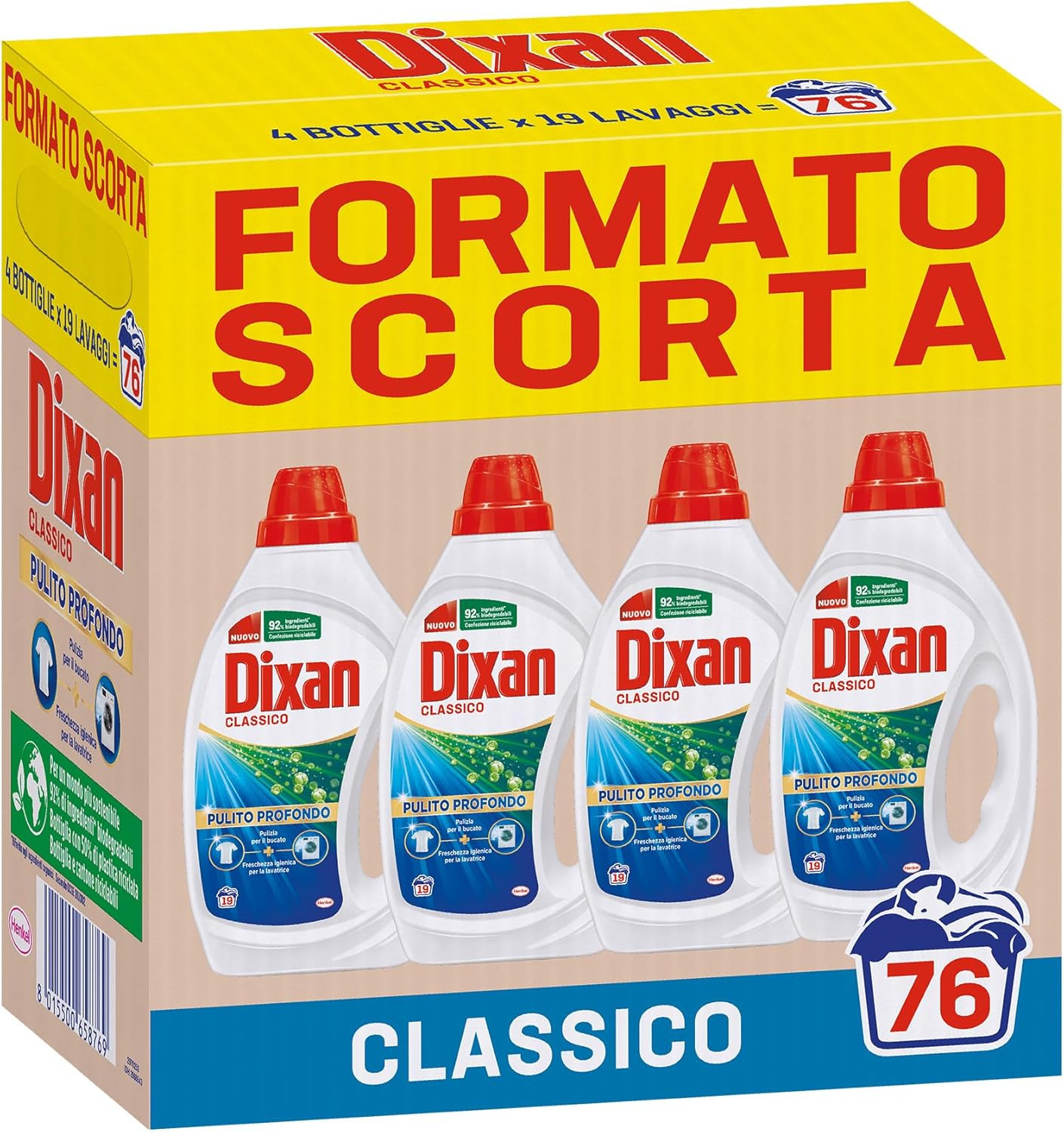 Offerta Dixan Liquido Classico 76 Lavaggi - Prezzo Stock Scorta 4x19