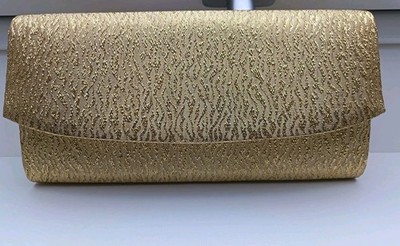 Handtasche / Clutch Gold Klitzernd mit Kette und Druckknopf / 26 X 14 cm