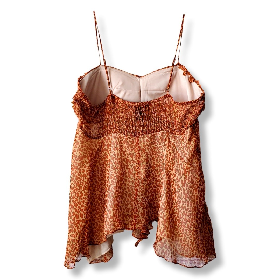 Y2K VTG Women Silk Chiffon Babydoll Cami Top XL S… - image 7